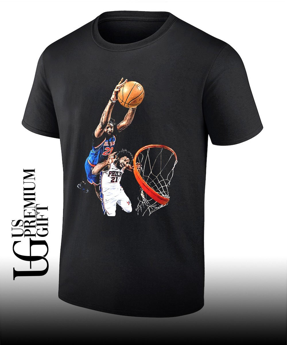 Mitchell Robinson and Joel Embiid Dunk NBA basketball shirt