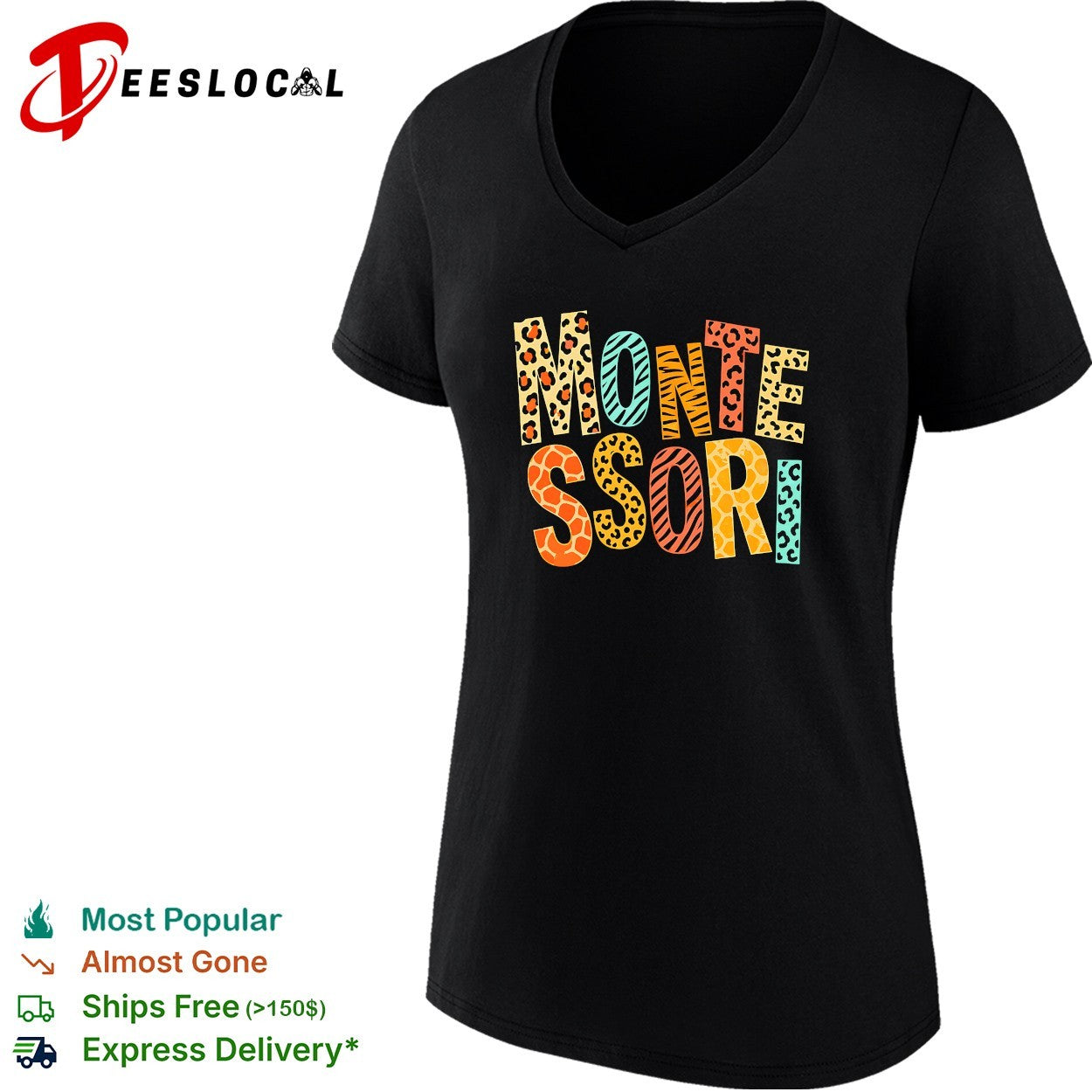 Montessori leopard print text shirt