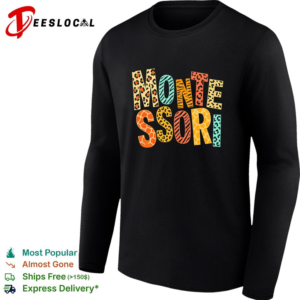 Montessori leopard print text shirt
