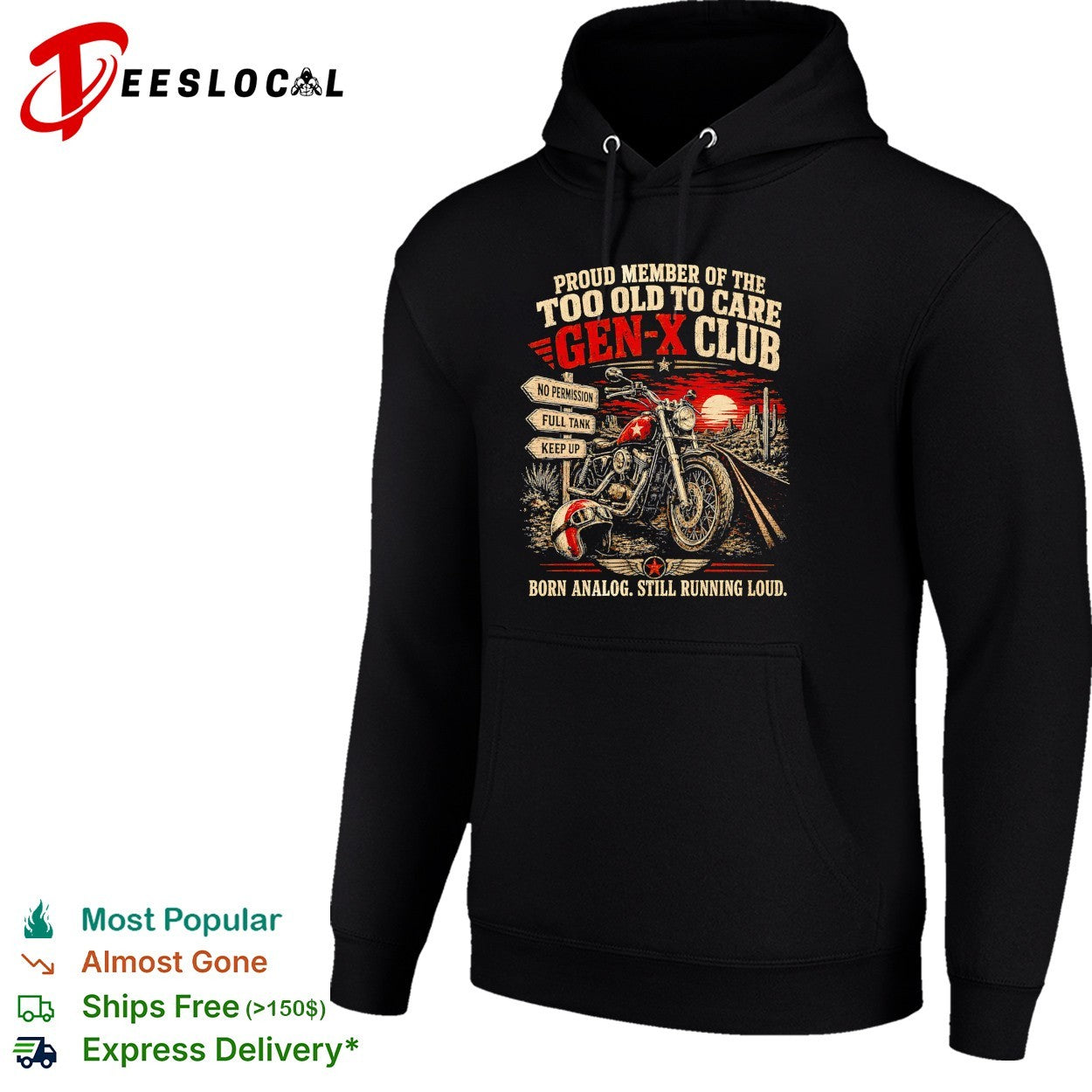 Motorcycle gen x club born analog still running loud shirt