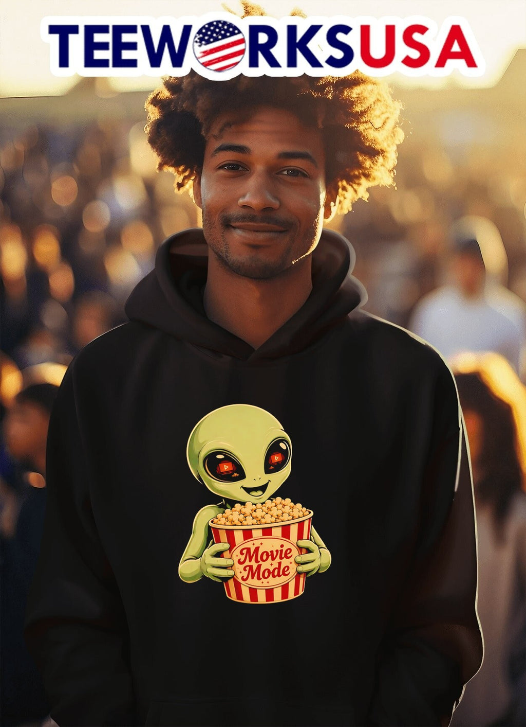Movie Mode Alien With Popcorn Shirt