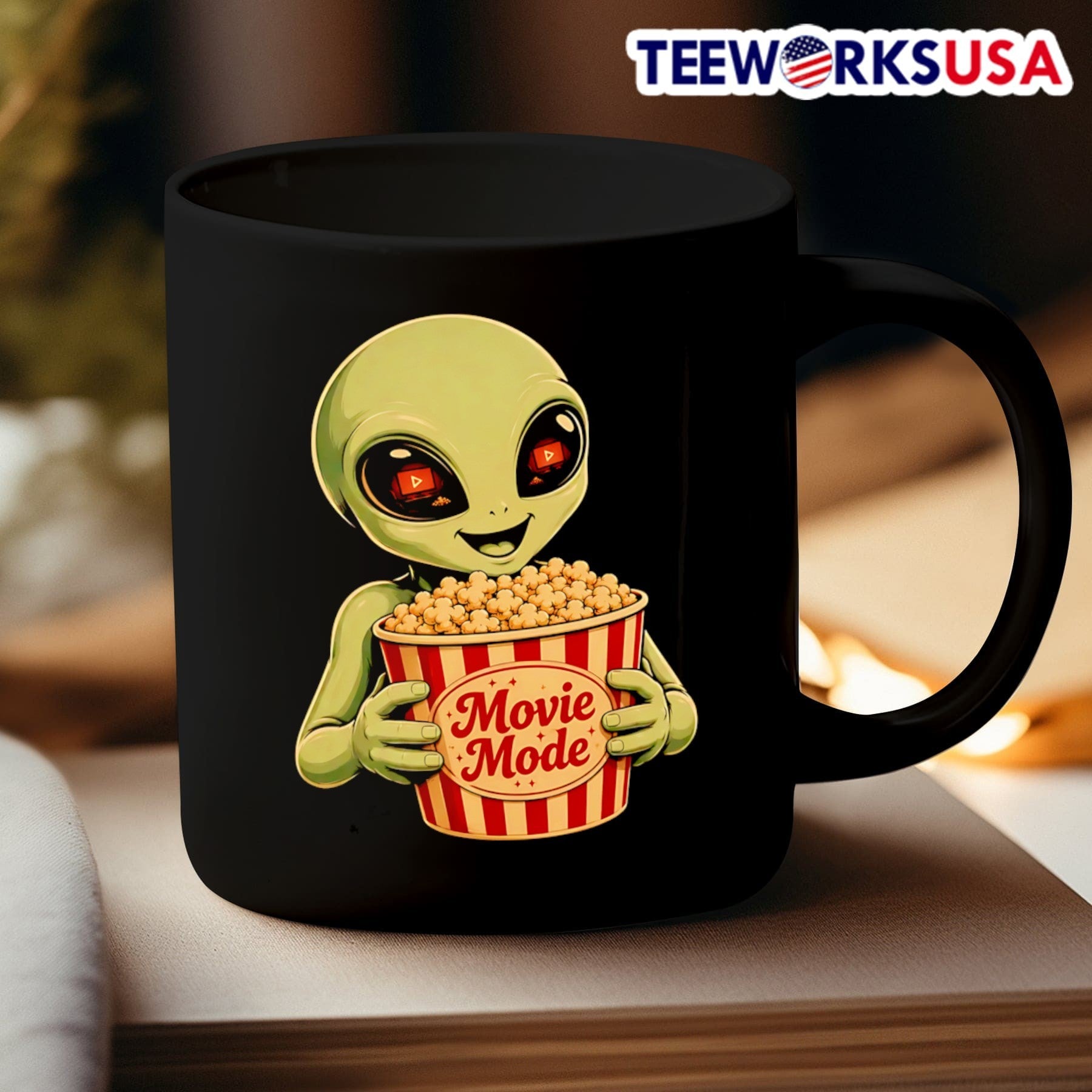 Movie Mode Alien With Popcorn Shirt