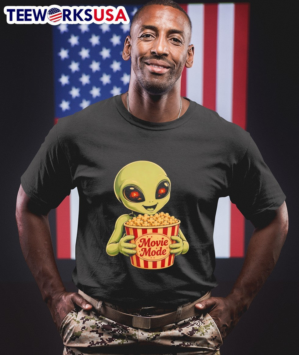 Movie Mode Alien With Popcorn Shirt