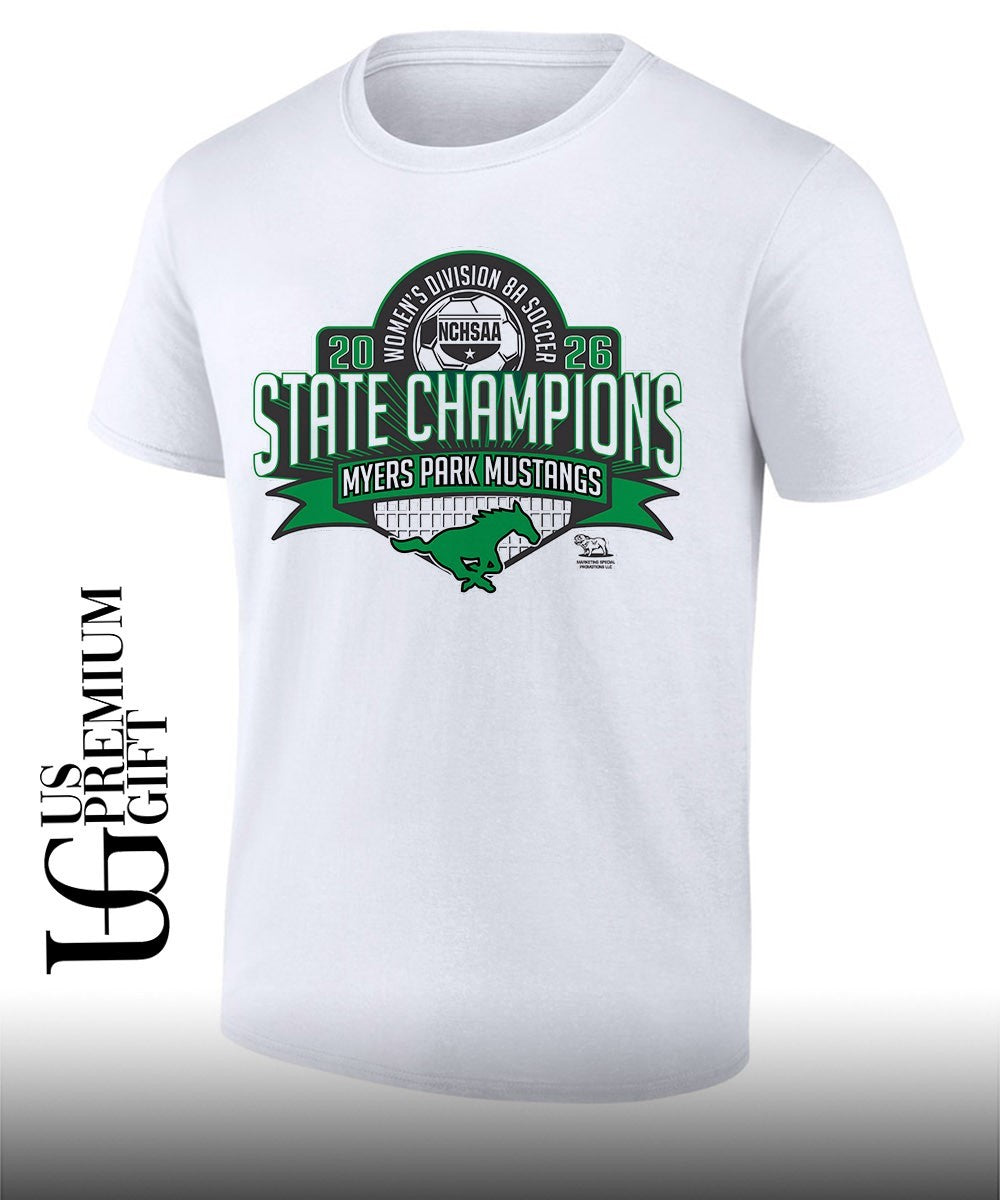 Myers Park Mustangs NCHSAA Women’s Division 8A Soccer State Championship 2026 shirt