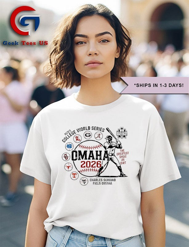 NCAA Men’s College World Series Omaha 2026 Charles Schwab Fiels T-shirt