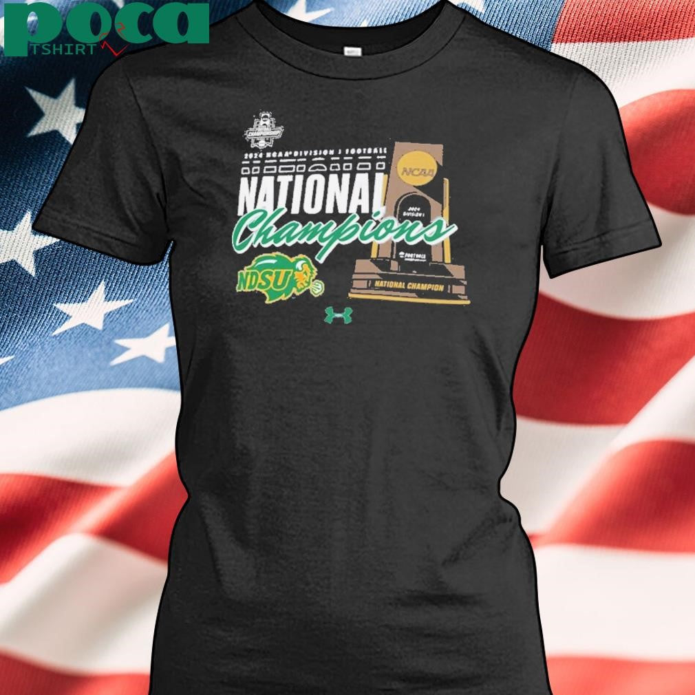 NDSU Football 2024 National Champions Trophy Merchandise By Under Armour Shirt
