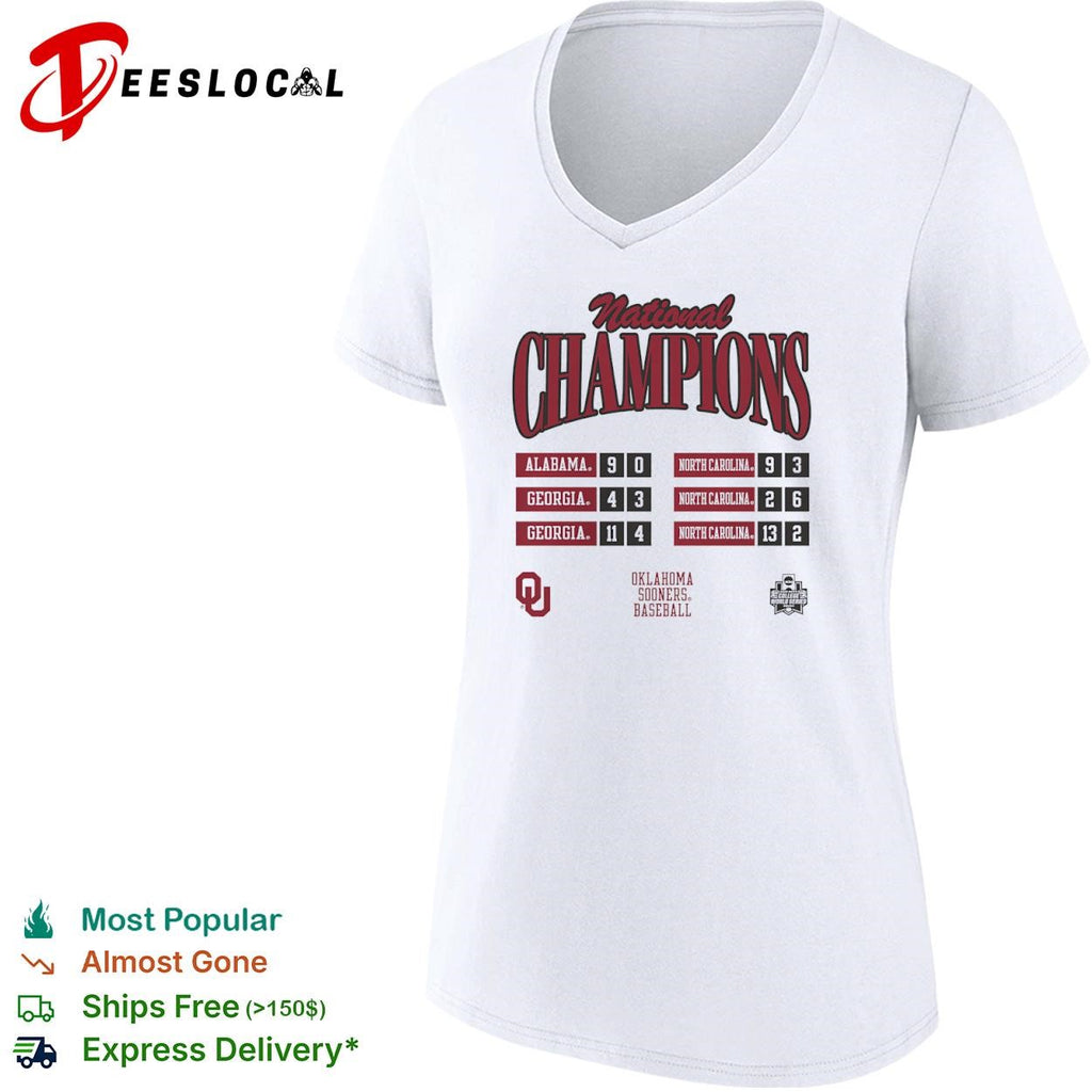 National Champions Alabama Georgia North Carolina Oklahoma Sooners Baseball shirt