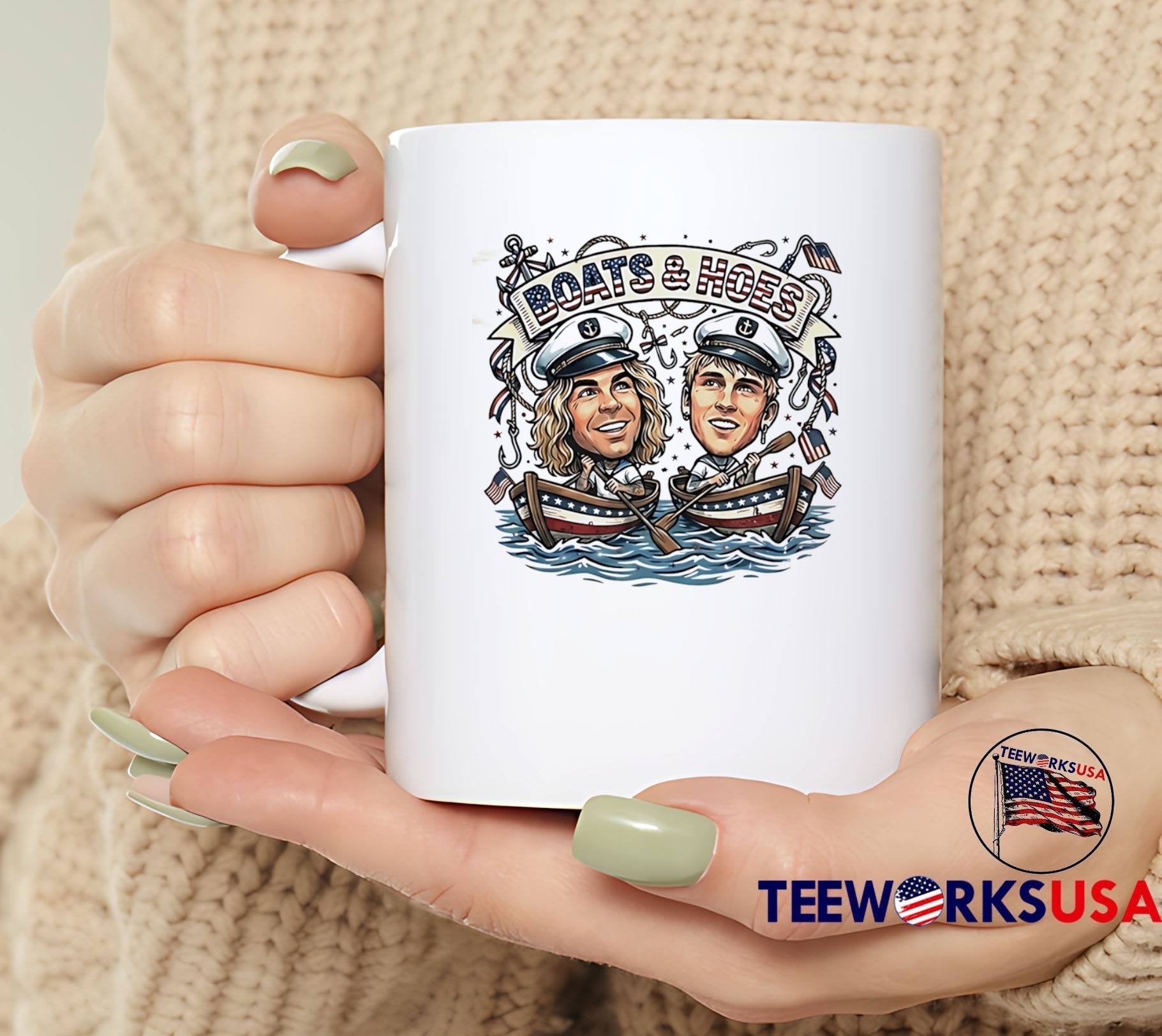 Nautical Apparel Two Sailors Rowing Boats & Hoes Patriotic USA T-Shirt