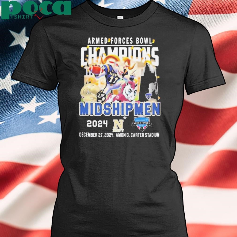 Navy Midshipmen Armed Forces Bowl Champions 2024 Dec 27 Amon G. Carter Stadium Mascot t shirt