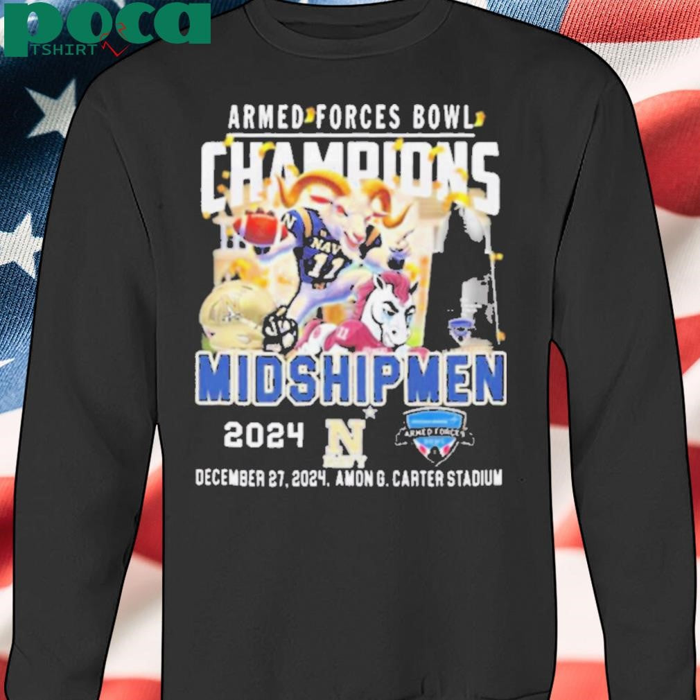 Navy Midshipmen Armed Forces Bowl Champions 2024 Dec 27 Amon G. Carter Stadium Mascot t shirt