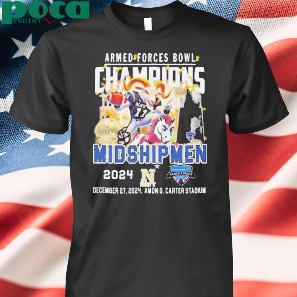 Navy Midshipmen Armed Forces Bowl Champions 2024 Dec 27 Amon G. Carter Stadium Mascot t shirt