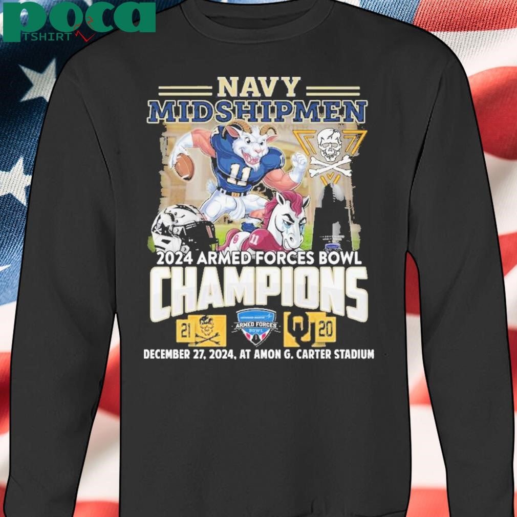 Navy Shipmen 2024 Armed Force Bowl Champion Celebrating T-Shirt