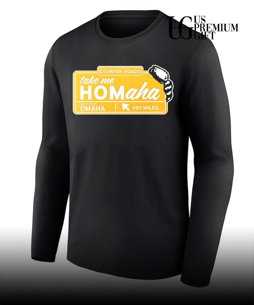 Nebraska Cornhuskers NCAA Country Roads take me HOMaha next stop Omaha 980 miles shirt