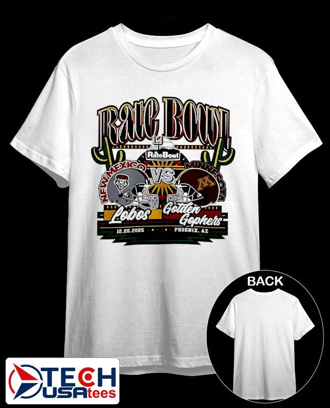New Mexico Lobos vs Minnesota Golden Gophers 2025 Rate Bowl matchup helmet shirt