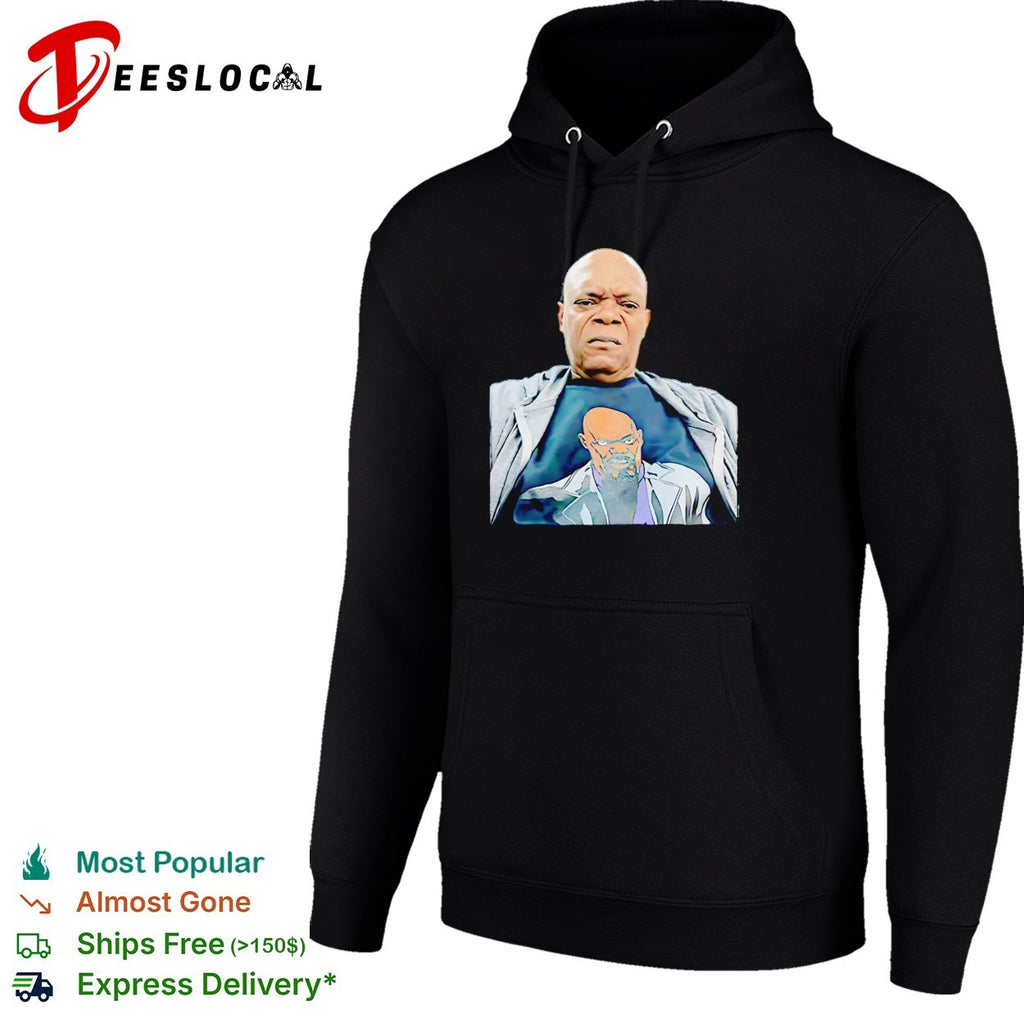 Nick Fury wearing Nick Fury t-shirt portrait funny shirt