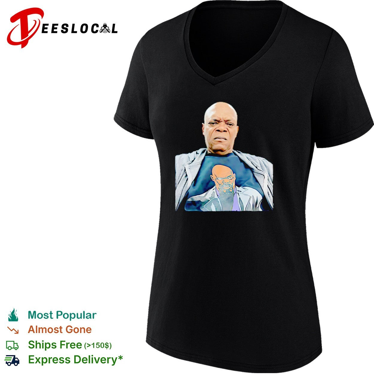 Nick Fury wearing Nick Fury t-shirt portrait funny shirt