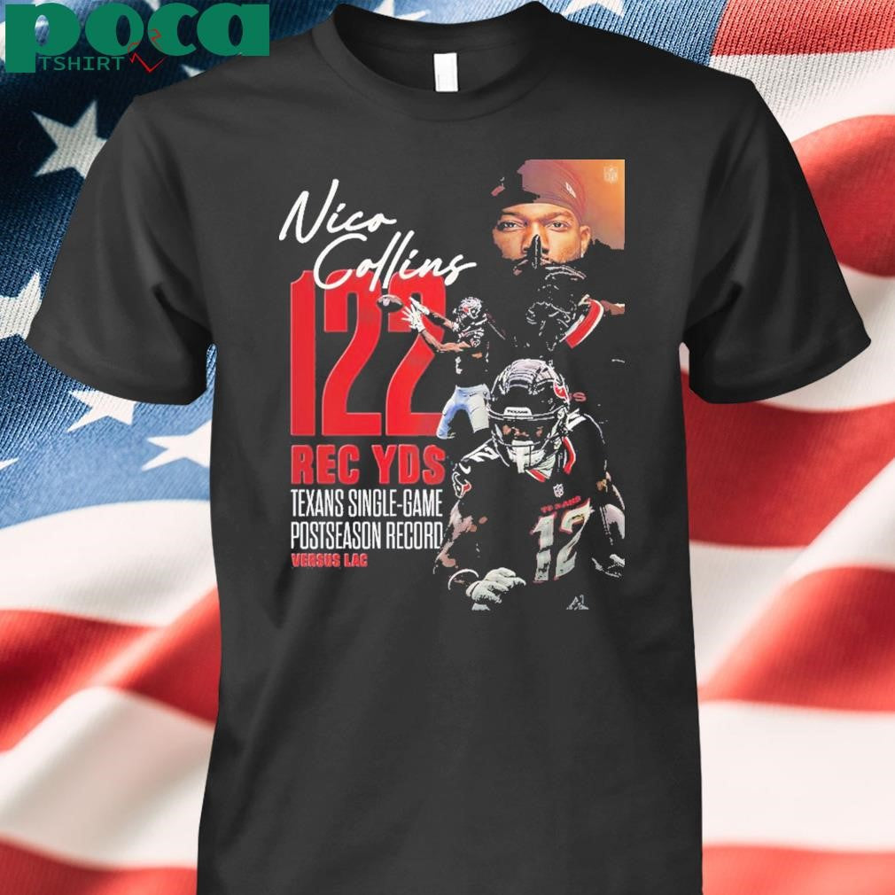 Nico Collins From Michigan Wolverines Has Been Taken 122 Rec YDS Texans Single Game Post Season Record Versus Lac 2025 shirt