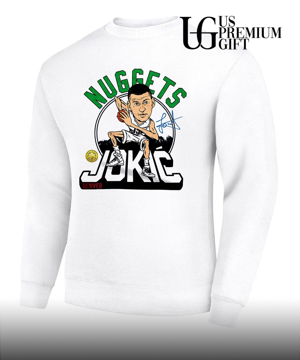 Nikola Jokic Denver Nuggets playing basketball NBA caricature graphic shirt