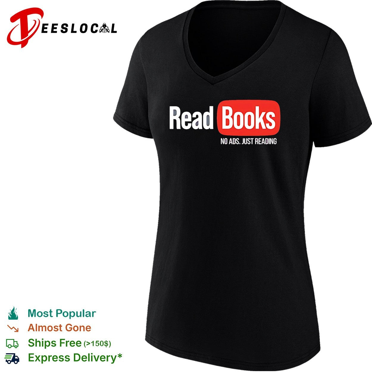 No ads just reading read books parody shirt