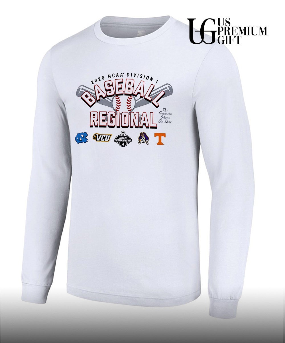 North Carolina Tar Heels and VCU Rams and East Carolina Pirates Tennessee Volunteers 2026 NCAA Division I Baseball Regional Championship shirt