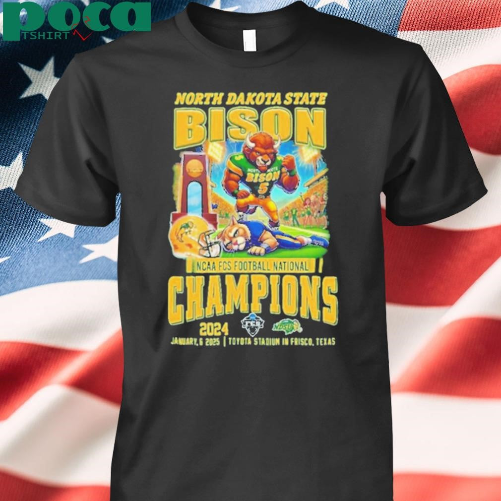 North Dakota State Bison Win Montana State 2024 NCAA FCS Football National Champions Jan 6 2025 mascots t shirt