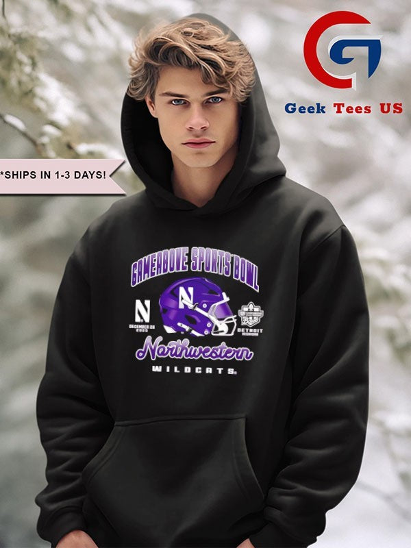 Northwestern Wildcats 2025 Gameabove Sports Bowl helmet shirt