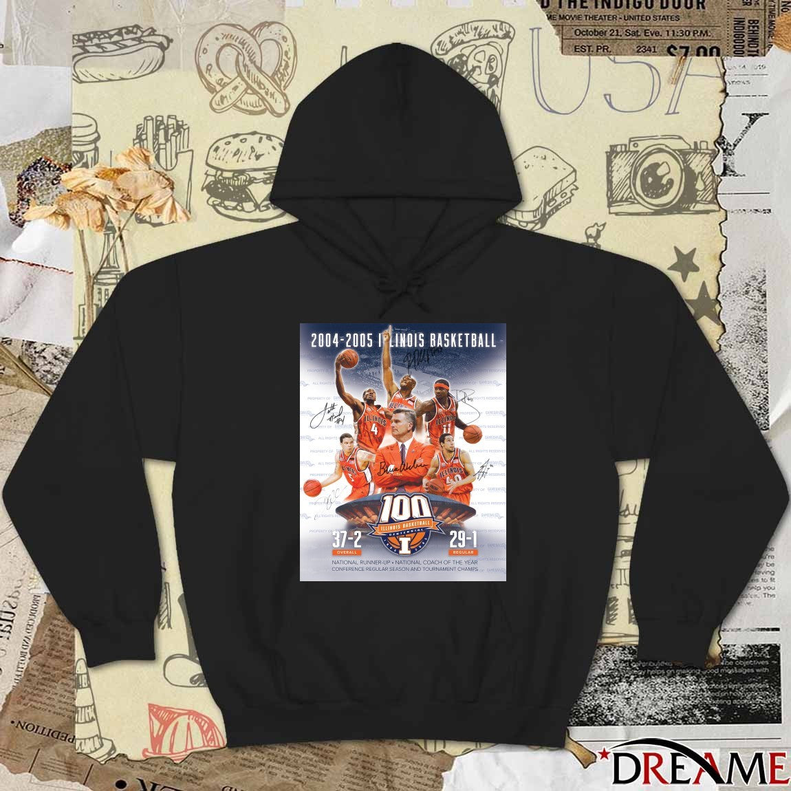 2004-2005 Illinois Basketball National Runner-Up National Coach Of The Year Signatures Poster t-shirt
