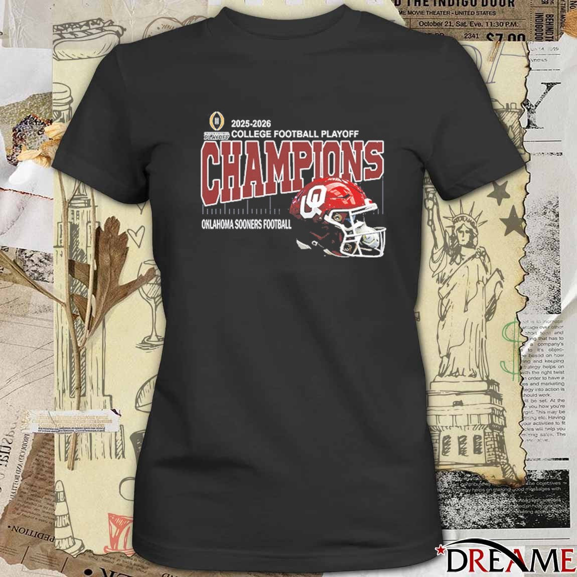 2025 2026 College Football Playoff Champions Oklahoma Sooners Football Helmet Oklahoma Memorial Stadium In Norman Oklahoma t-shirt