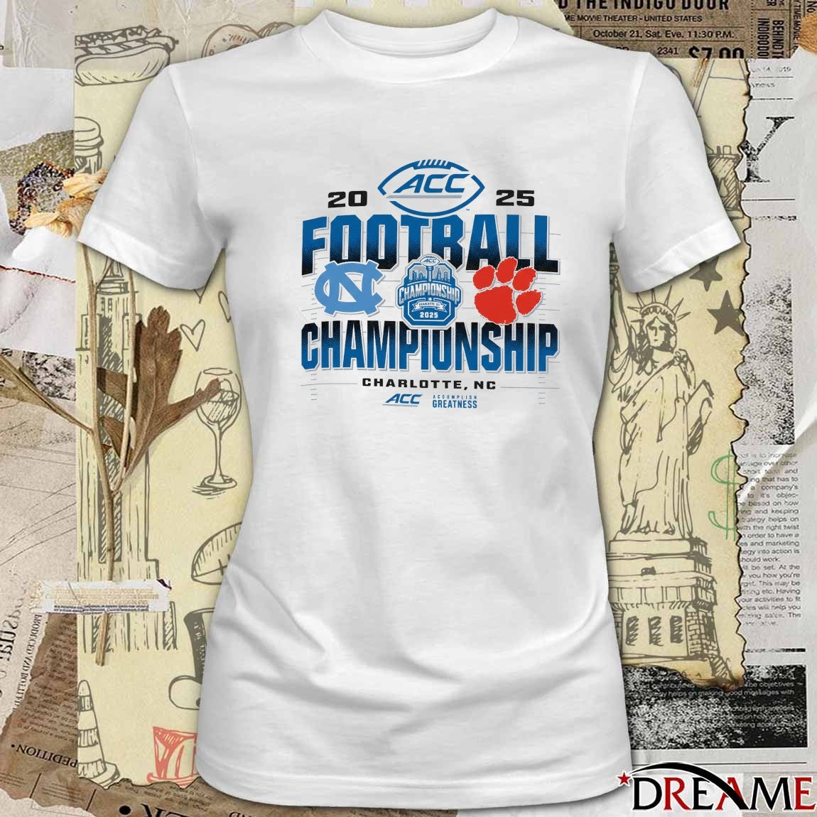 2025 ACC Atlantic Coast Conference Football Championship Clemson Tigers Vs North Carolina Tar Heels Charlotte NC t-shirt