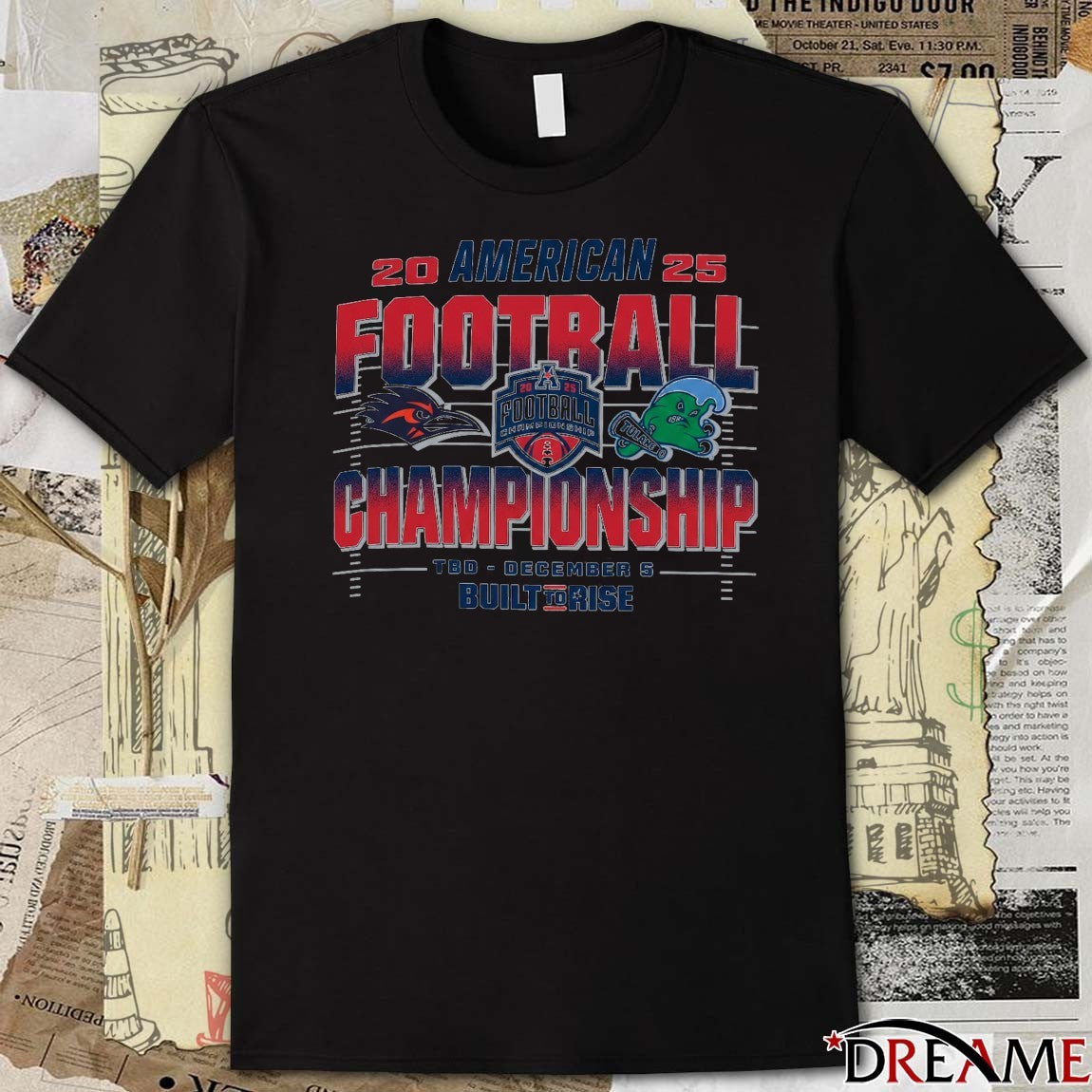 2025 American Conference Football Championship UTSA Roadrunners vs Tulane Green Wave TBD December 5 t-shirt