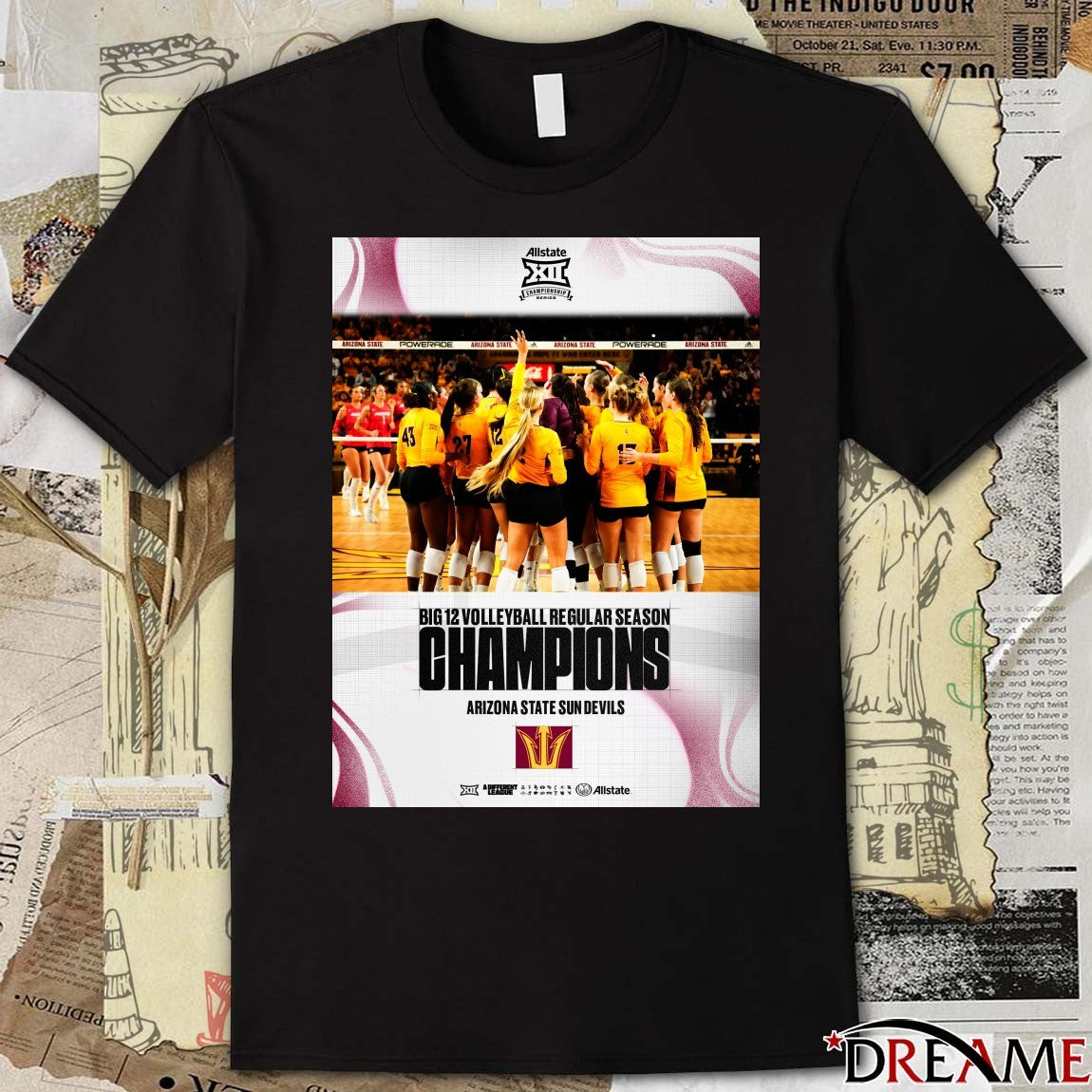 2025 Back To Back Big 12 Volleyball Regular Season Champions Arizona State Sun Devils Poster t-shirt