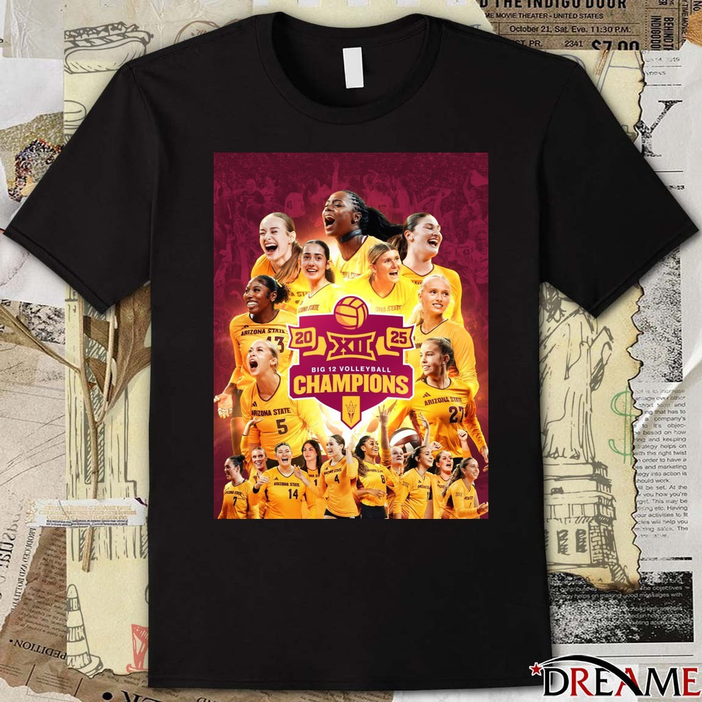 2025 Back-to-back Big 12 Conference Arizona Sun Devil Volleyball Poster t-shirt