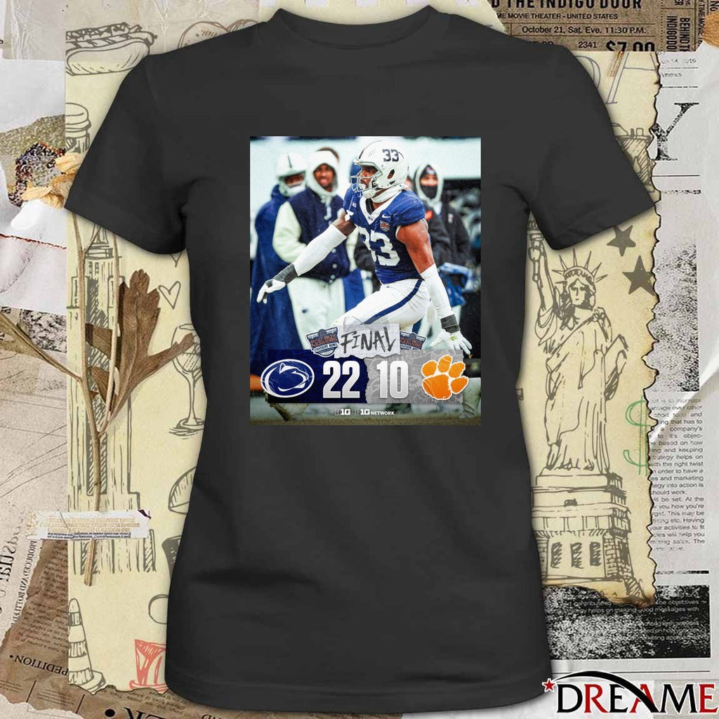 2025 Bad Boy Mowers Pinstripe Bowl Penn State Nittany Lions Vs Clemson Tigers Final Score 22-10 Poster t-shirt