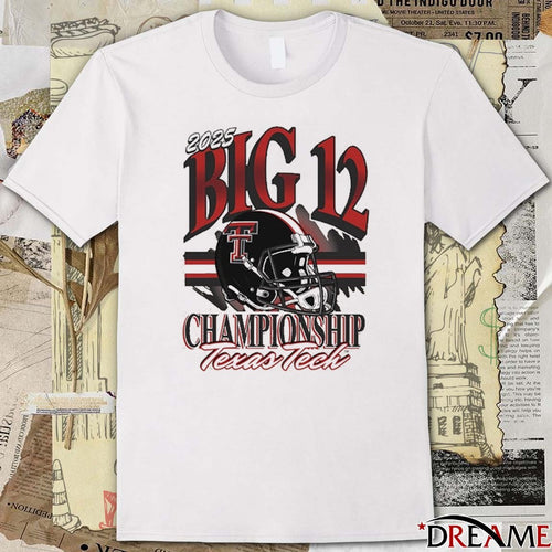2025 Big 12 Football Texas Tech Red Raiders Ivory Championship Helmet t-shirt