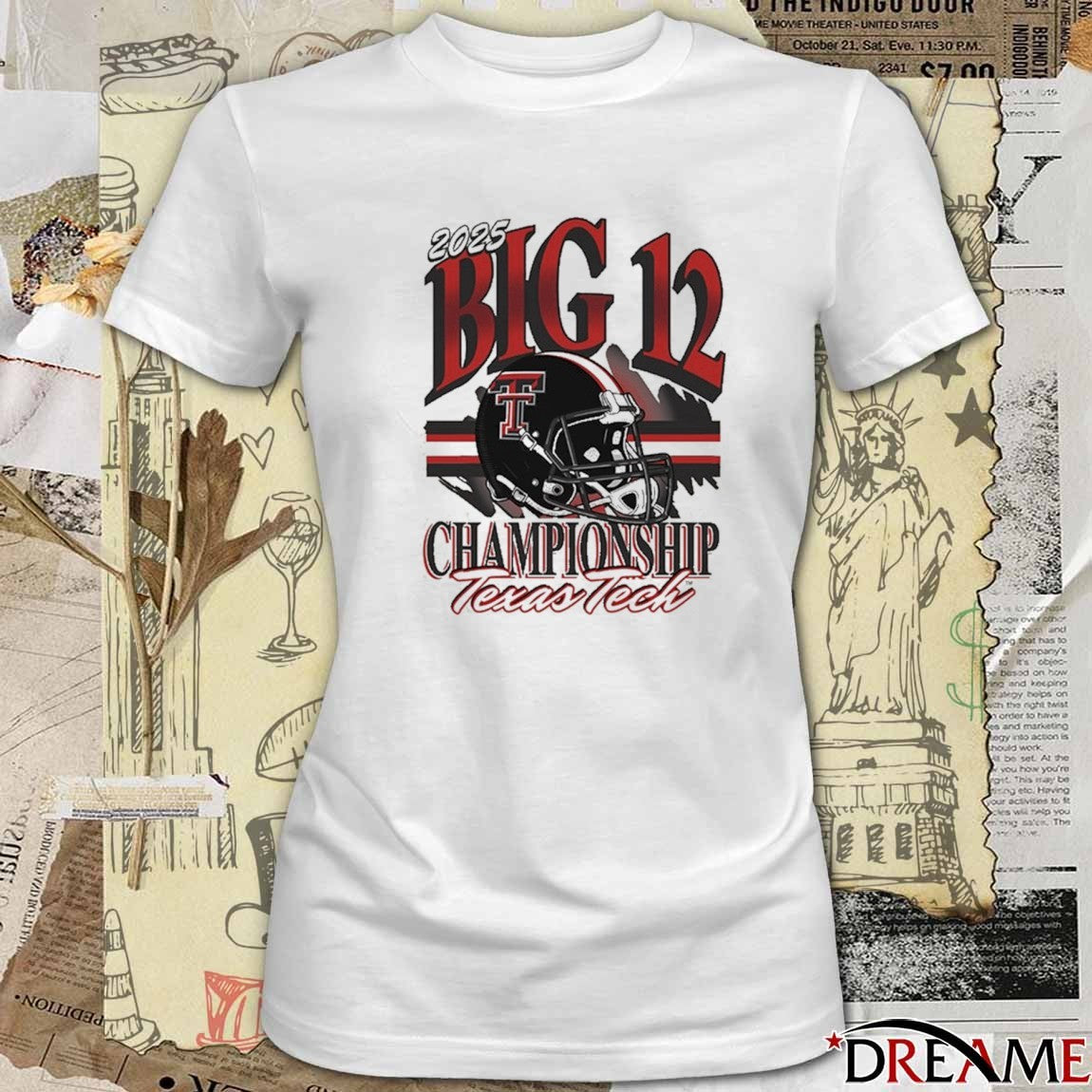 2025 Big 12 Football Texas Tech Red Raiders Ivory Championship Helmet t-shirt