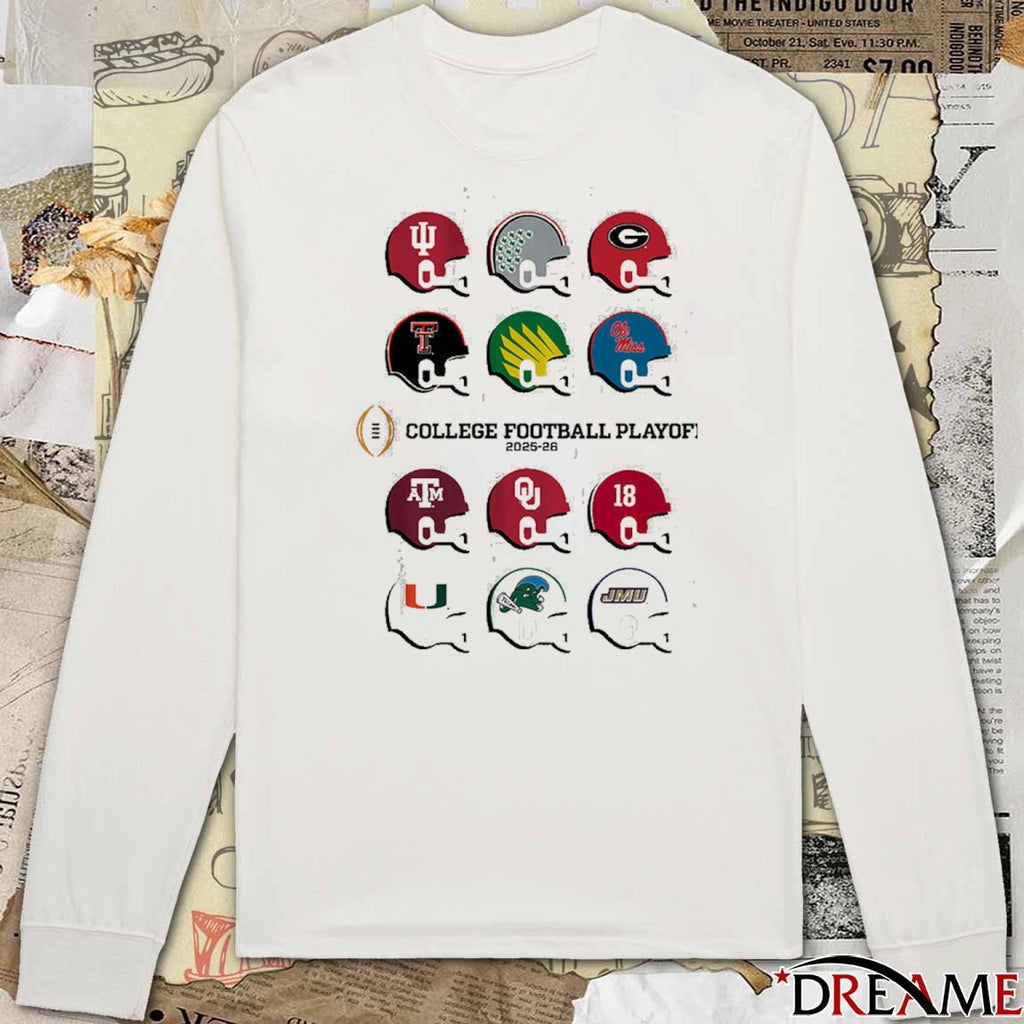 2025 CFP Field Toy Team Helmets Hoosiers, Buckeyes, Bulldogs, Raiders, Ducks, Rebels, Aggies and Sooners t-shirt