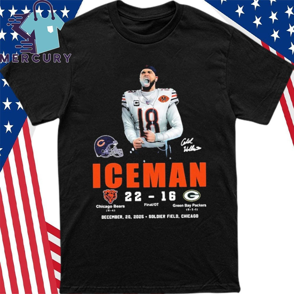 2025 Caleb Iceman Bears 22 16 Packers Shirt