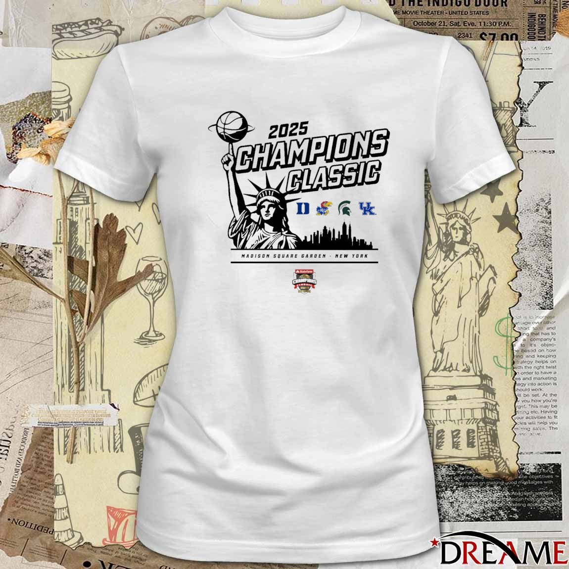 2025 Champions Classic Duke Kansas Michigan State And Kentucky Madison Square Garden New York t-shirt
