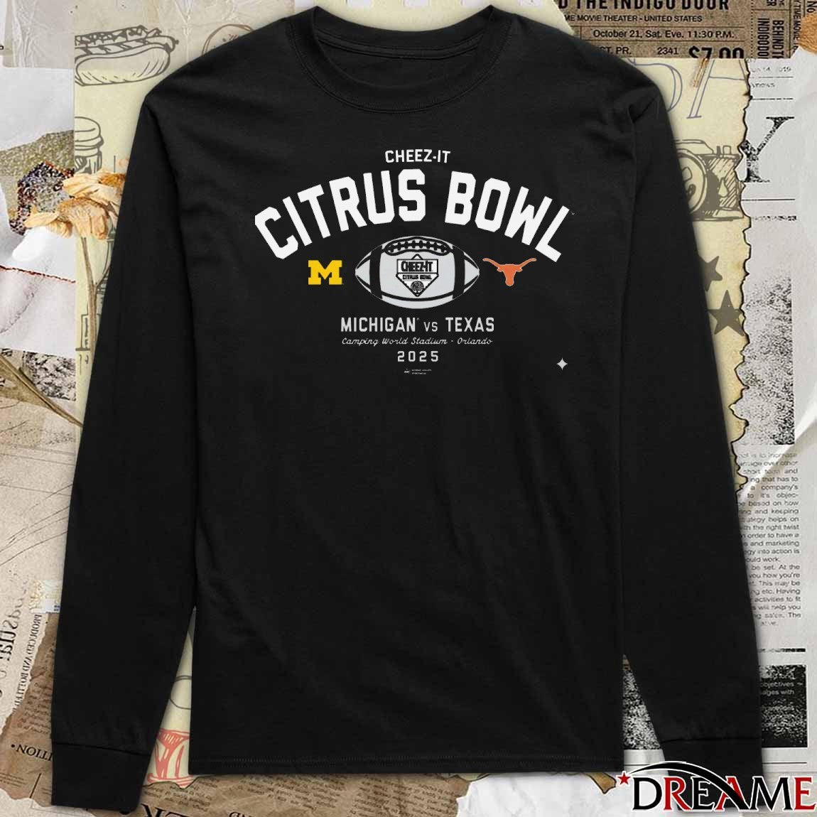 2025 Cheez-It Citrus Bowl 2-Team Dark Michigan Wolverines Vs Texas Longhorns Camping World Stadium Orlando t-shirt