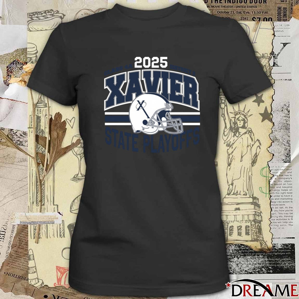 2025 Class 4A District 2 Xavier High School Foottball State Playoffs t-shirt