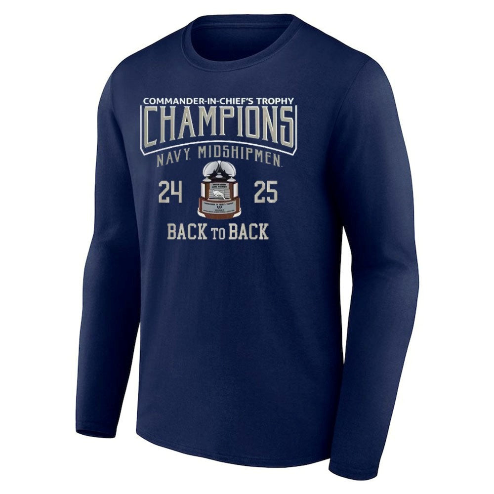 2025 Commander-In-Chief’s Trophy Champions Navy Midshipmen Football Back To Back Shirt