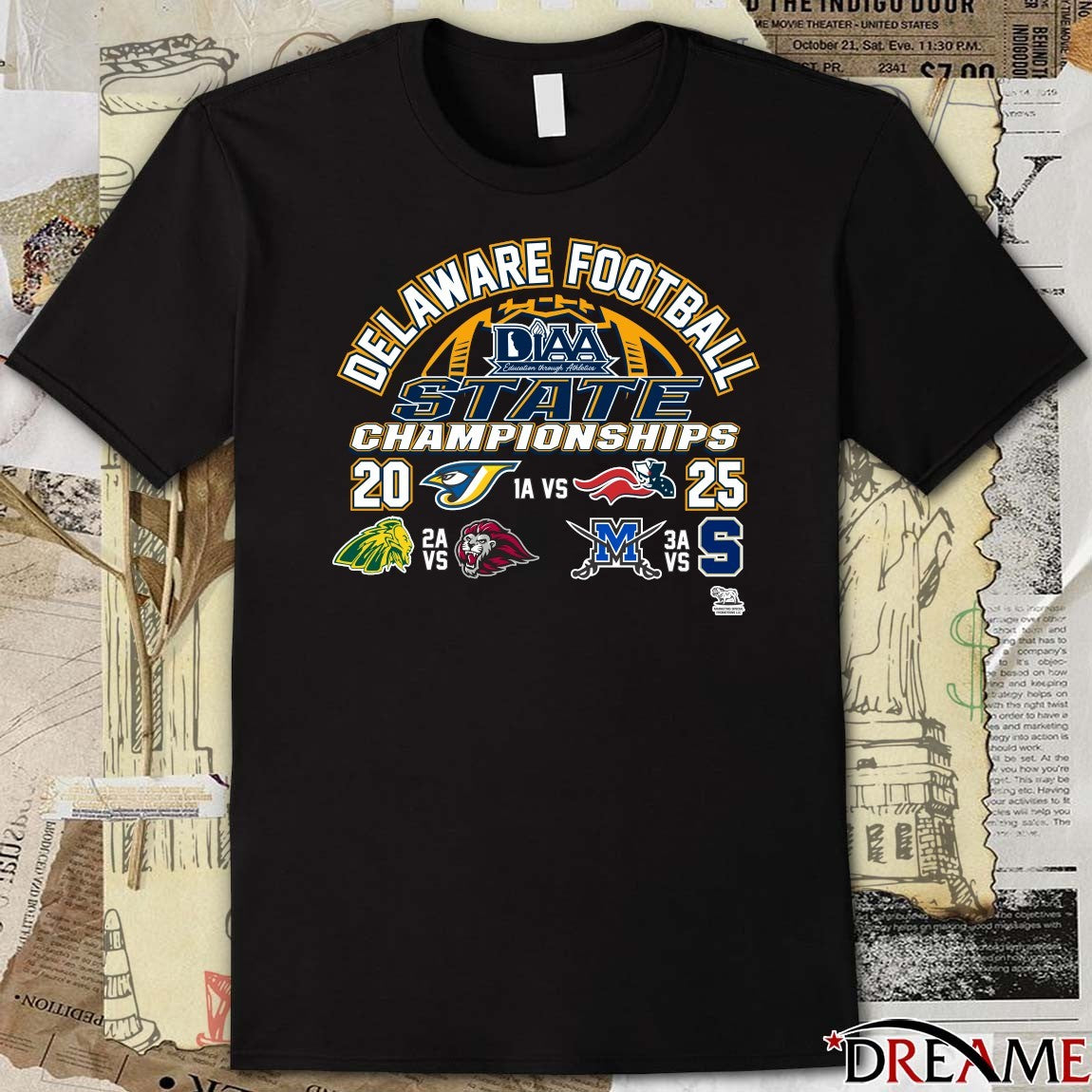 2025 Delaware Football DIAA State Championships Class 3A, 2A and 1A Football t-shirt