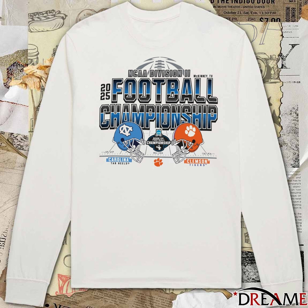 2025 Division II Football Championship McKinney TX North Carolina Tar Heels vs Clemson Tigers t-shirt