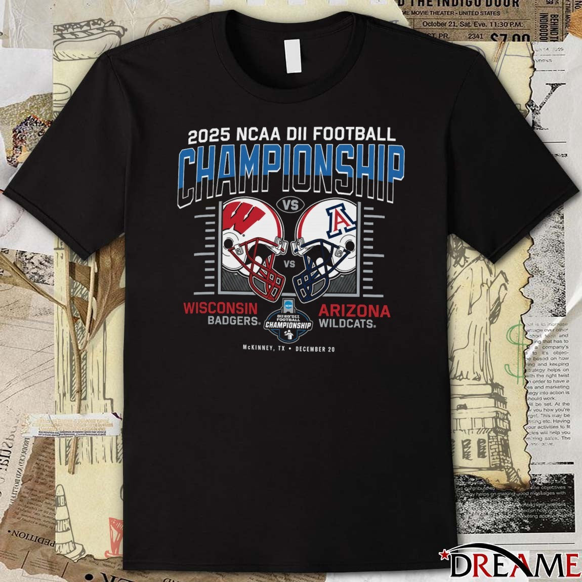 2025 Division II Football Championship Wisconsin Badgers vs Arizona Wildcats Mckinney TX December 20 t-shirt