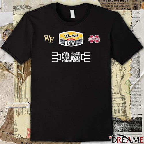 2025 Duke’s Mayo Bowl Season Pick’em Game Wake Forest Demon Deacons Vs Mississippi State Bulldogs Logo t-shirt