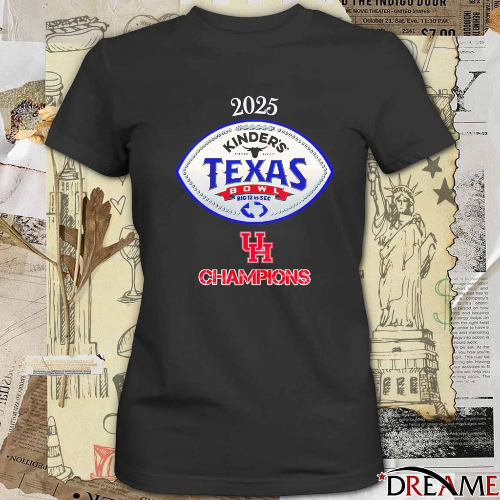 2025 Houston Cougars Kinder’s Texas Bowl Champions Logos t-shirt