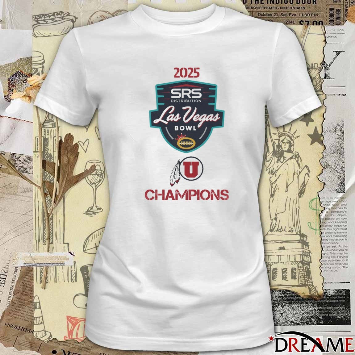 2025 Las Vegas Bowl Champions Utah Utes football Logos t-shirt