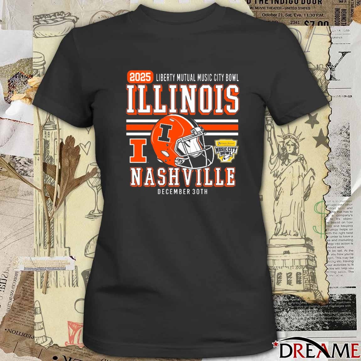 2025 Liberty Mutual Music City Bowl Illinois Nashville Football December 30th t-shirt