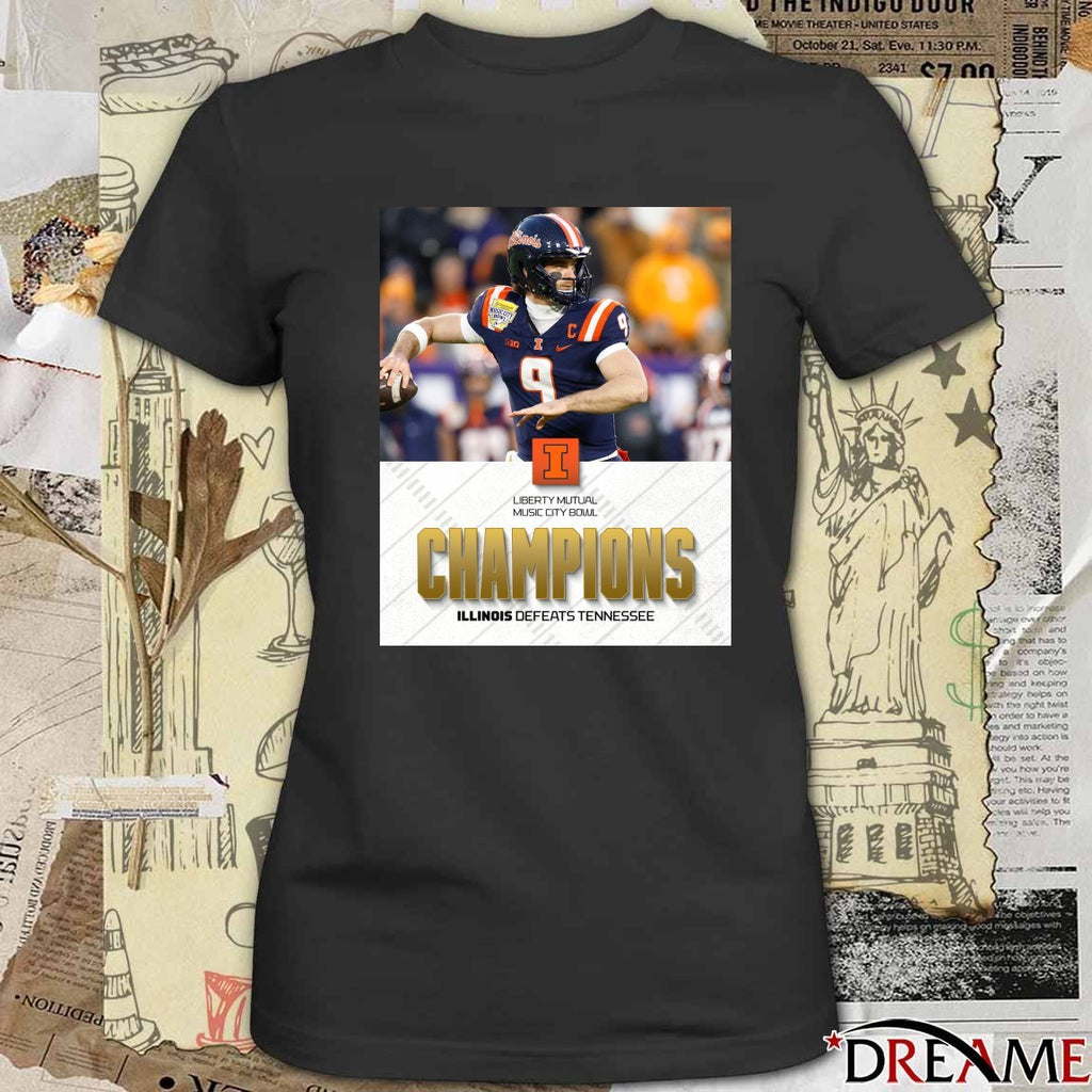 2025 Liberty Mutual Music City Bowl Illinois defeated Tennessee Champions Poster t-shirt