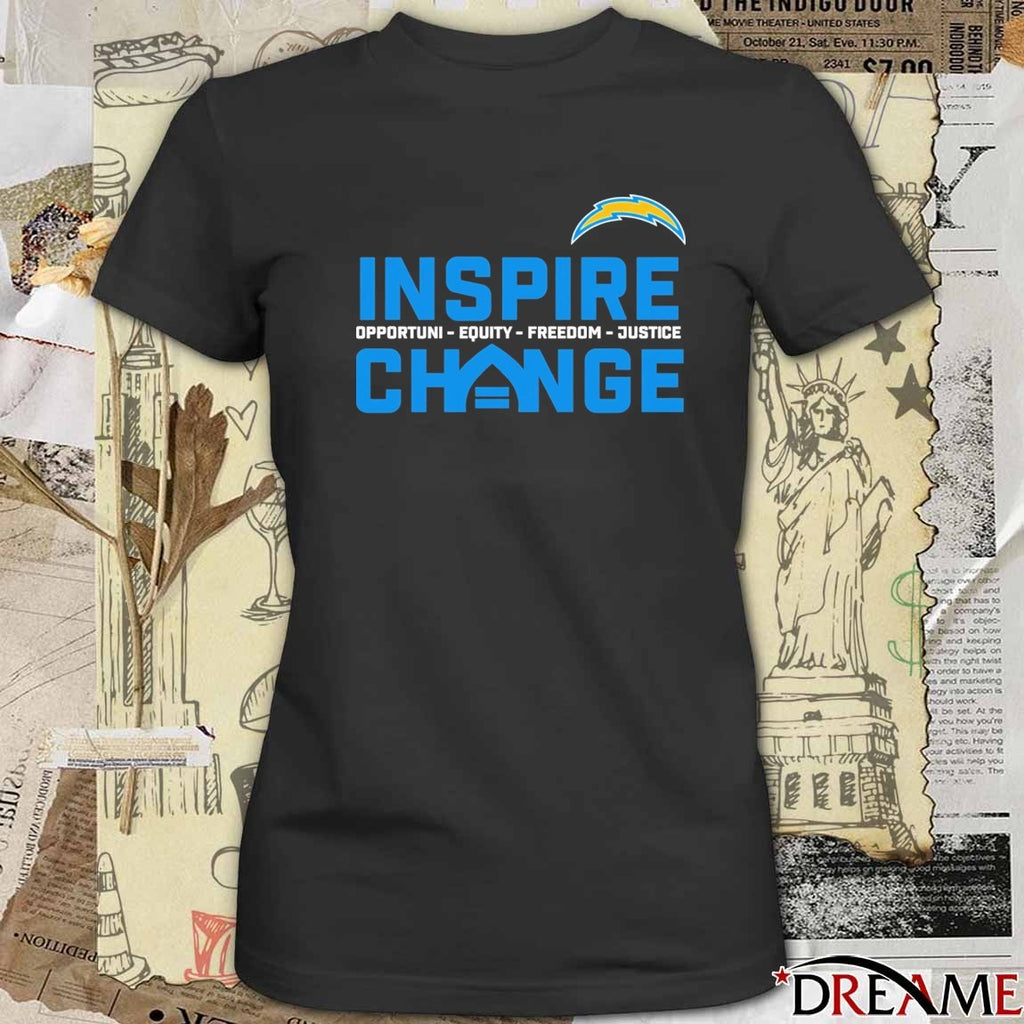 2025 Los Angeles Chargers Inspire Change Opportunity Equity Freedom Justice t-shirt